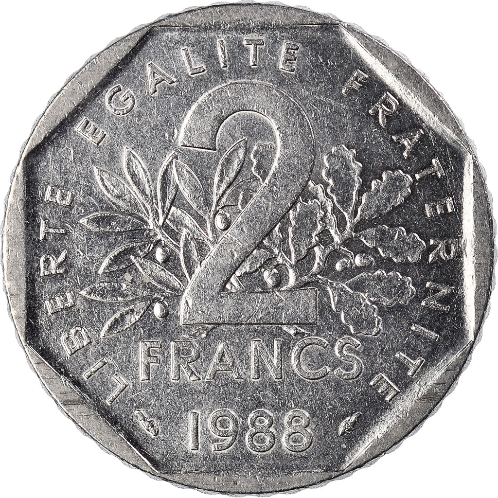 Coin, France, Semeuse, 2 Francs, 1988, FDC, MS(65-70), Nickel, KM:942.1