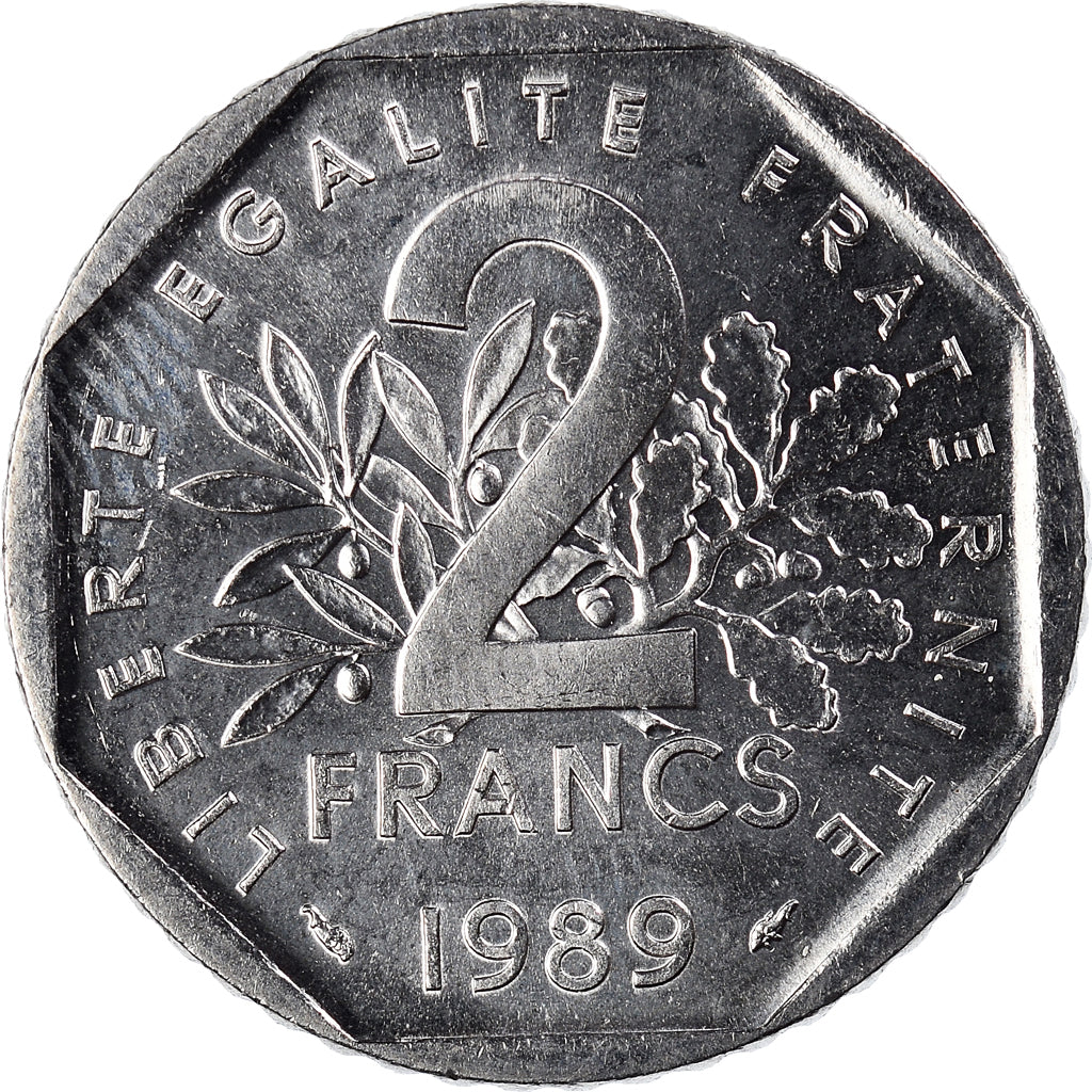 Coin, France, Semeuse, 2 Francs, 1989, FDC, MS(65-70), Nickel, KM:942.1