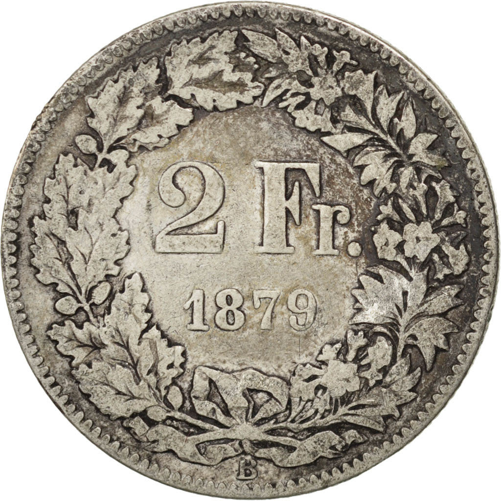 Coin, Switzerland, 2 Francs, 1879, Bern, VF(20-25), Silver, KM:21