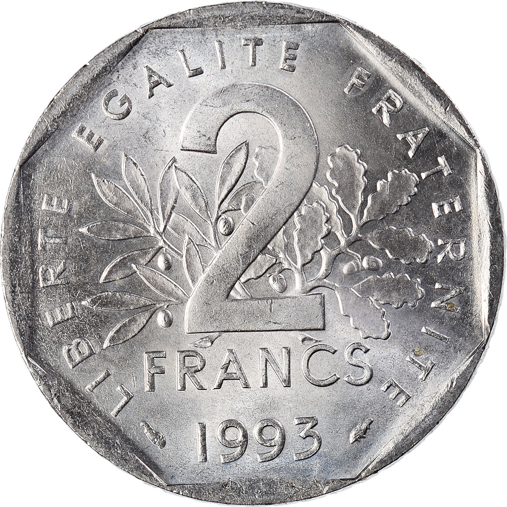 Coin, France, Semeuse, 2 Francs, 1993, FDC, MS(65-70), Nickel, KM:942.2