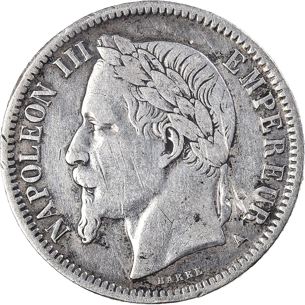 Coin, France, Napoleon III, Napoléon III, Franc, 1866, Paris, Cleaned