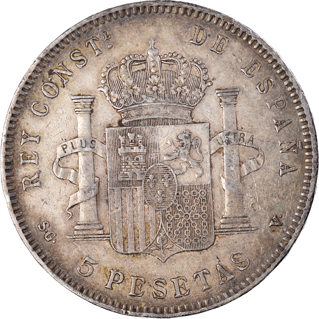 Coin, Spain, Alfonso XIII, 5 Pesetas, 1898, VF(30-35), Silver, KM:707