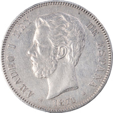 Coin, Spain, Amadeao I, 5 Pesetas, 1874, EF(40-45), Silver, KM:666