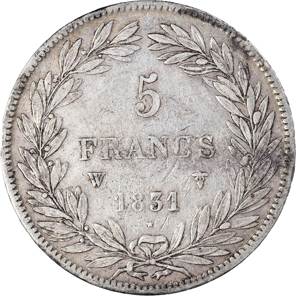 Coin, France, Louis-Philippe, 5 Francs, 1831, Lille, VF(30-35), Silver