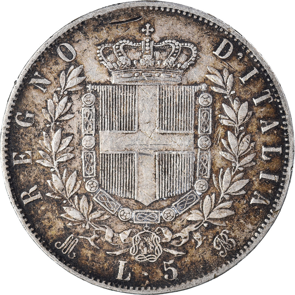 Coin, Italy, Vittorio Emanuele II, 5 Lire, 1874, Milan, EF(40-45), Silver