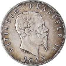 Coin, Italy, Vittorio Emanuele II, 5 Lire, 1875, Milan, EF(40-45), Silver