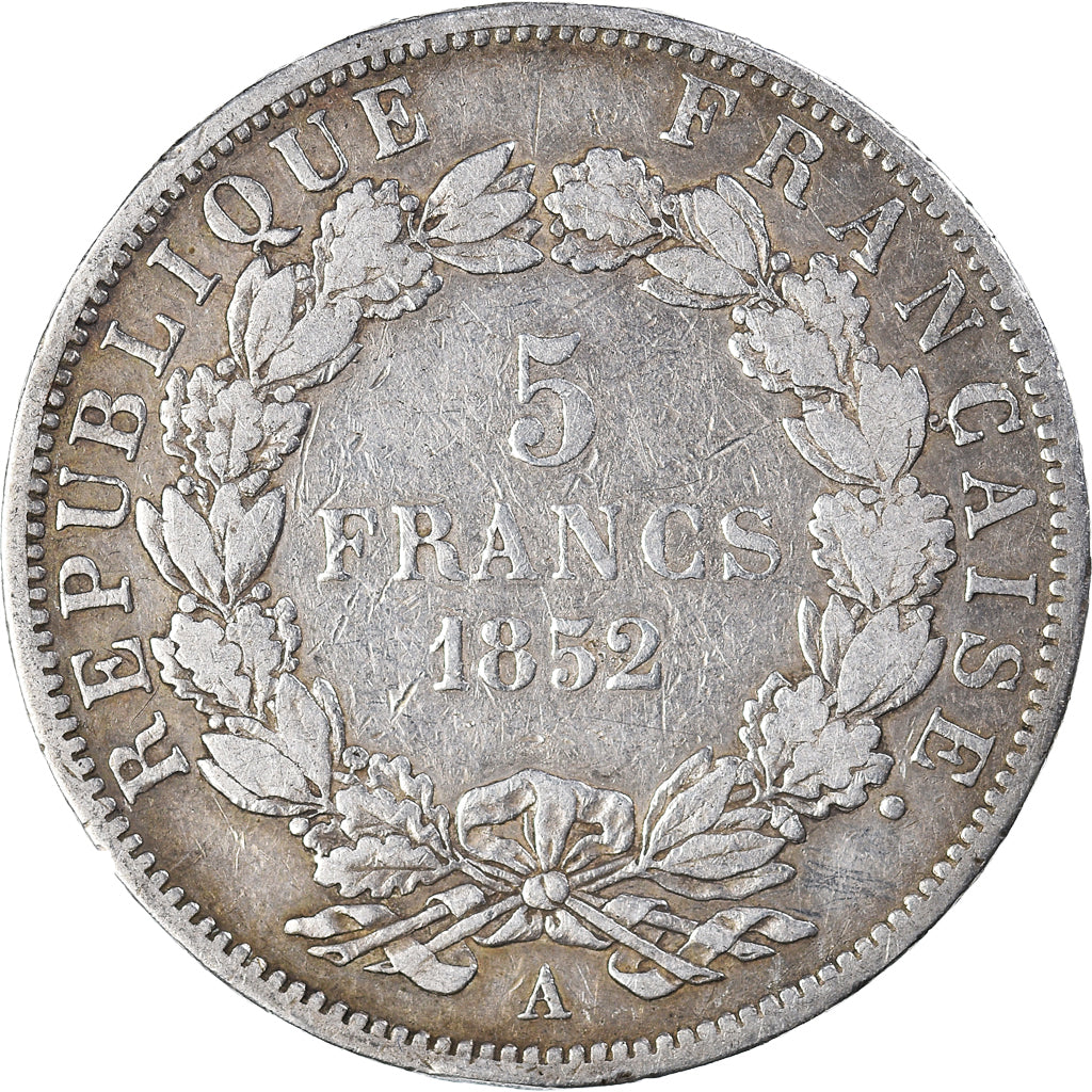 Coin, France, Napoléon III, 5 Francs, 1852, Paris, VF(20-25), Silver, KM:773.1