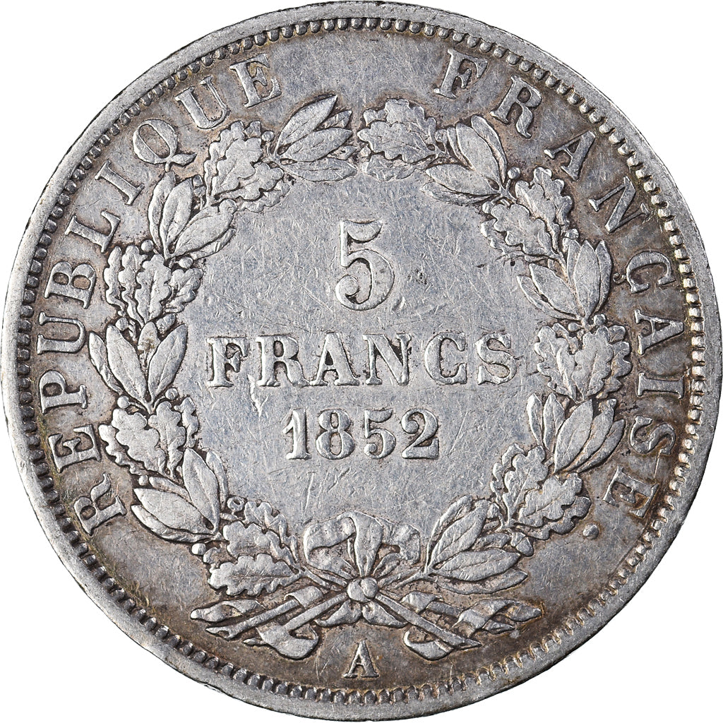 Coin, France, Napoléon III, 5 Francs, 1852, Paris, VF(20-25), Silver, KM:773.1