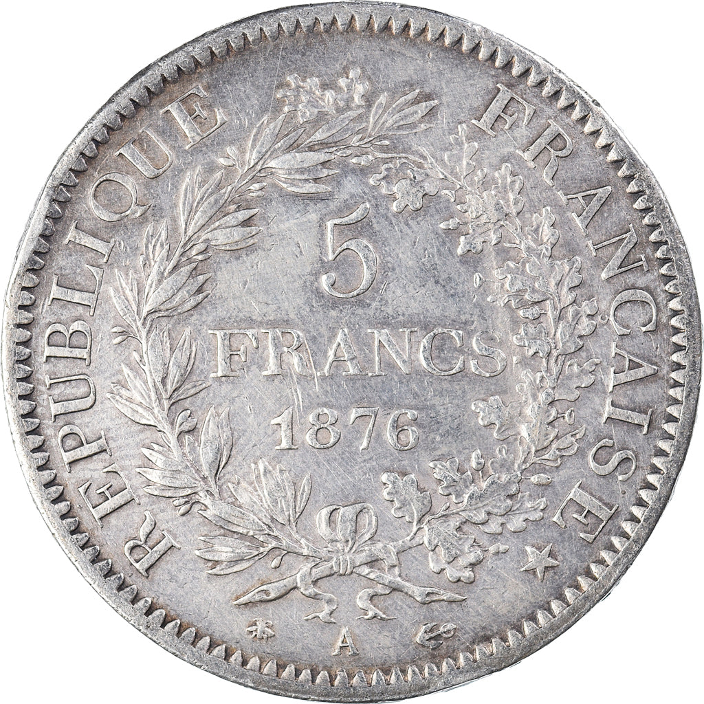 Coin, France, Hercule, 5 Francs, 1876, Paris, EF(40-45), Silver, KM:820.1