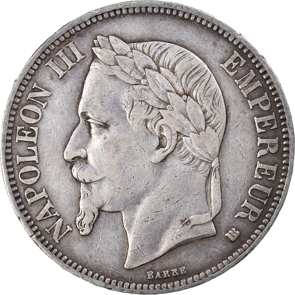 Münze, Frankreich, Napoléon III, 5 Francs, 1867, Strasbourg, SS, Silber