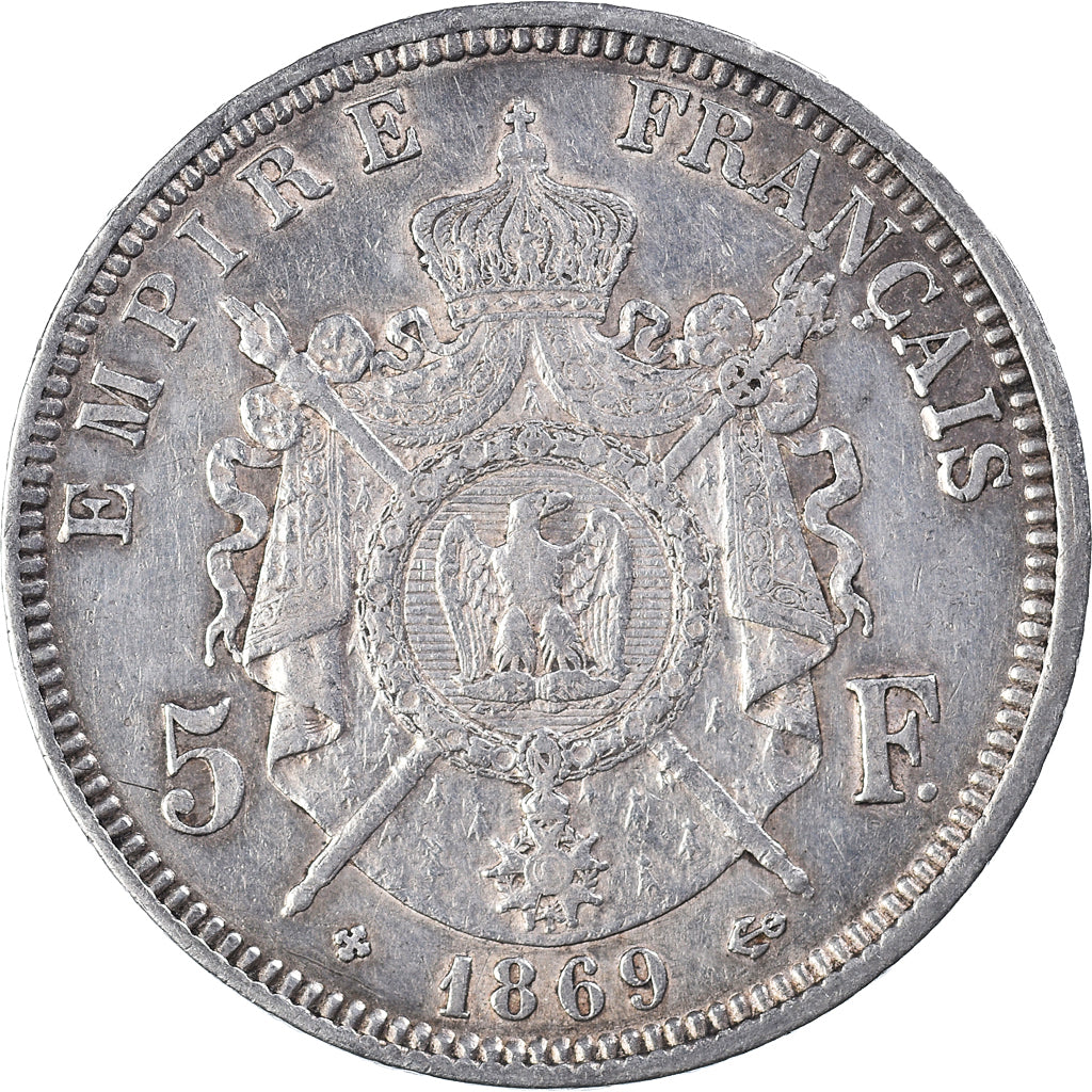 Coin, France, Napoléon III, 5 Francs, 1869, Strasbourg, EF(40-45), Silver