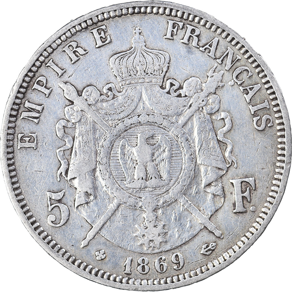 Coin, France, Napoléon III, 5 Francs, 1869, Strasbourg, EF(40-45), Silver