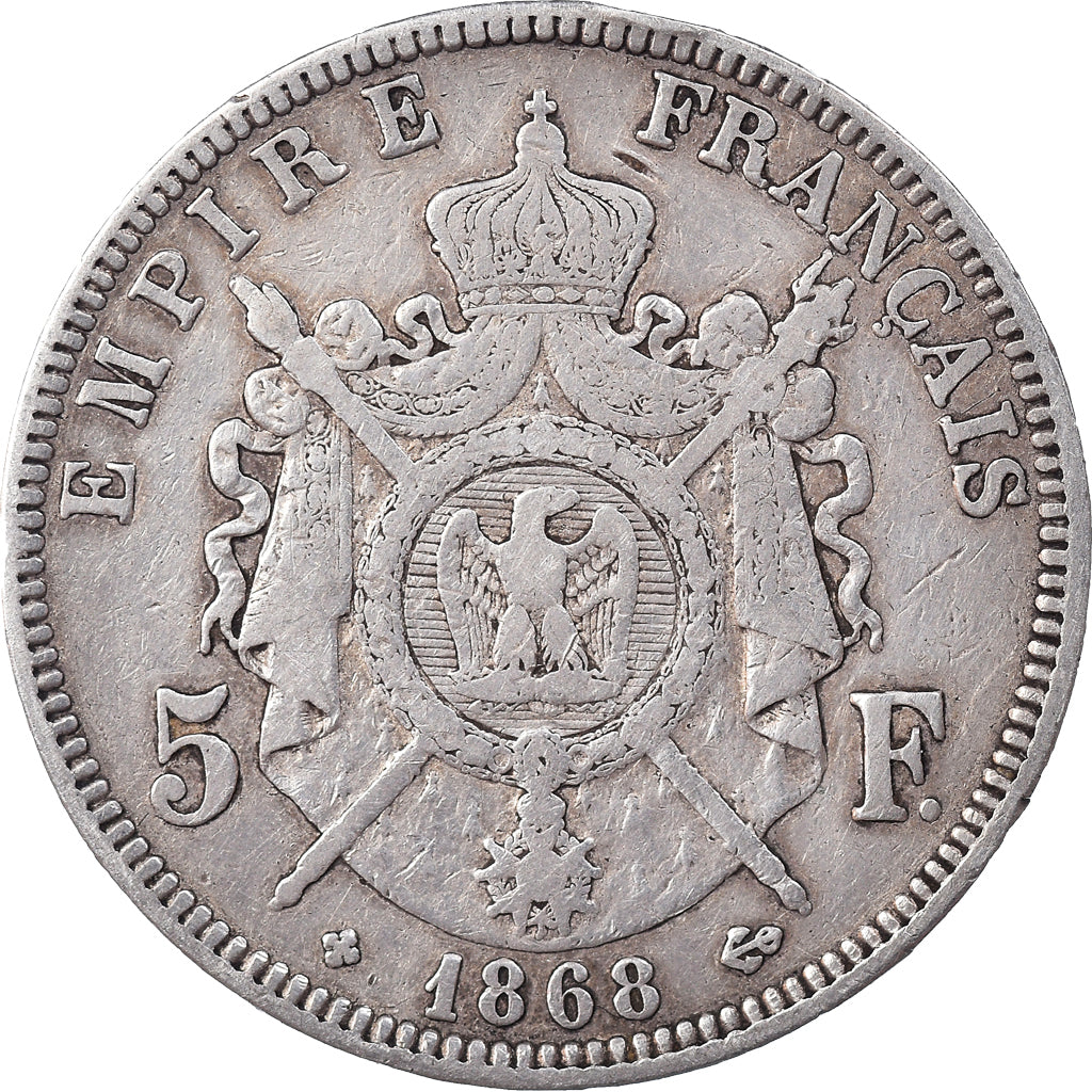 Monnaie, France, Napoléon III, 5 Francs, 1868, Strasbourg, TB+, Argent