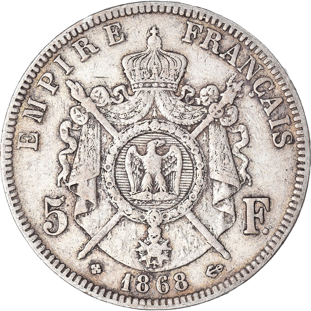 Coin, France, Napoléon III, 5 Francs, 1868, Strasbourg, EF(40-45), Silver