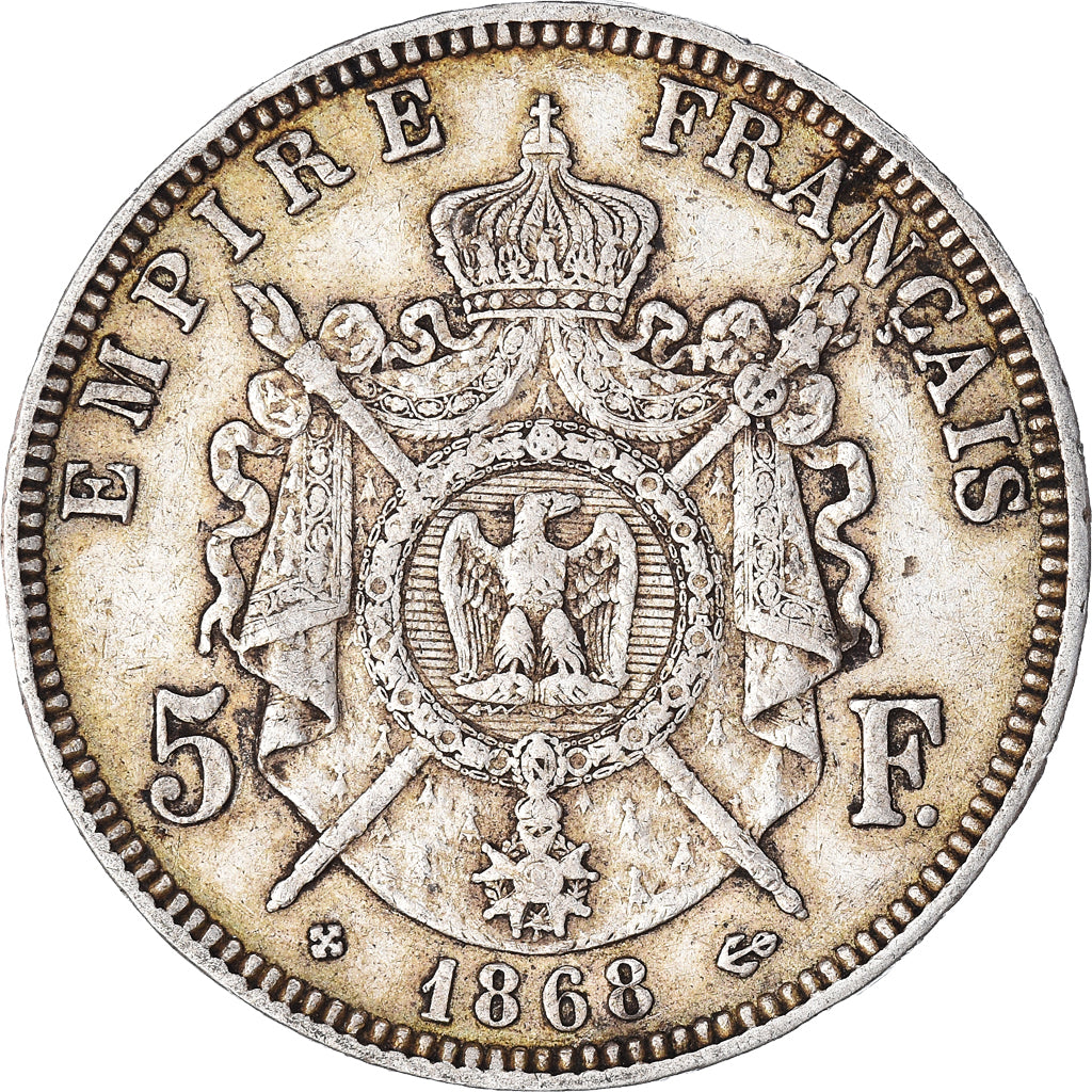 Coin, France, Napoléon III, 5 Francs, 1868, Strasbourg, EF(40-45), Silver