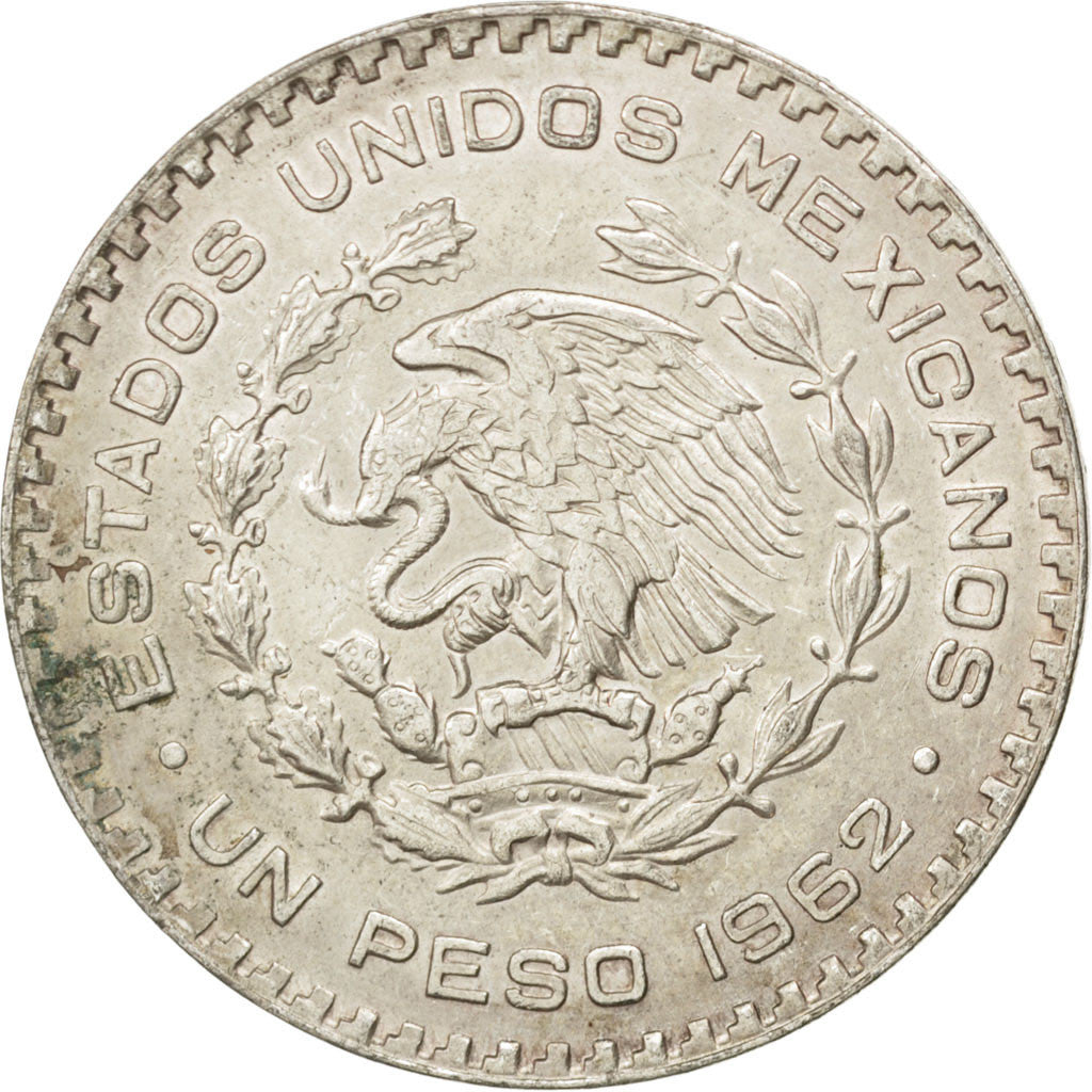 MEXICO, Peso, 1962, Mexico City, KM #459, AU(50-53), Silver, 34.5, 16.04
