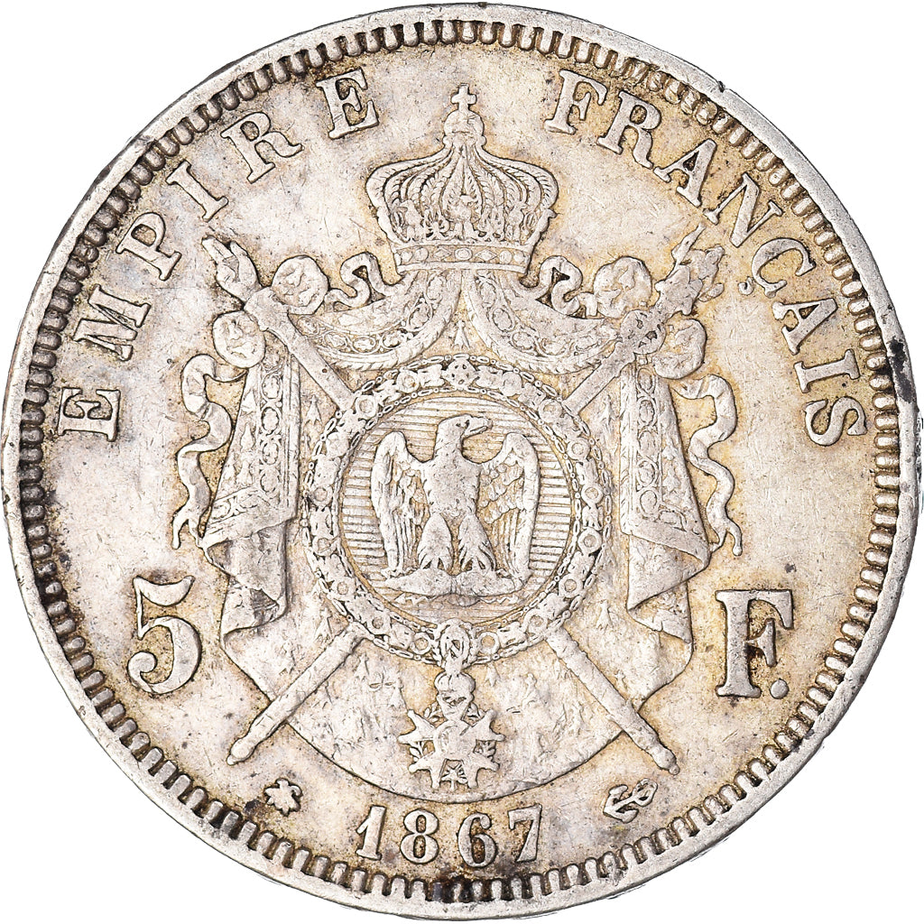 Coin, France, Napoleon III, Napoléon III, 5 Francs, 1867, Paris, EF(40-45)