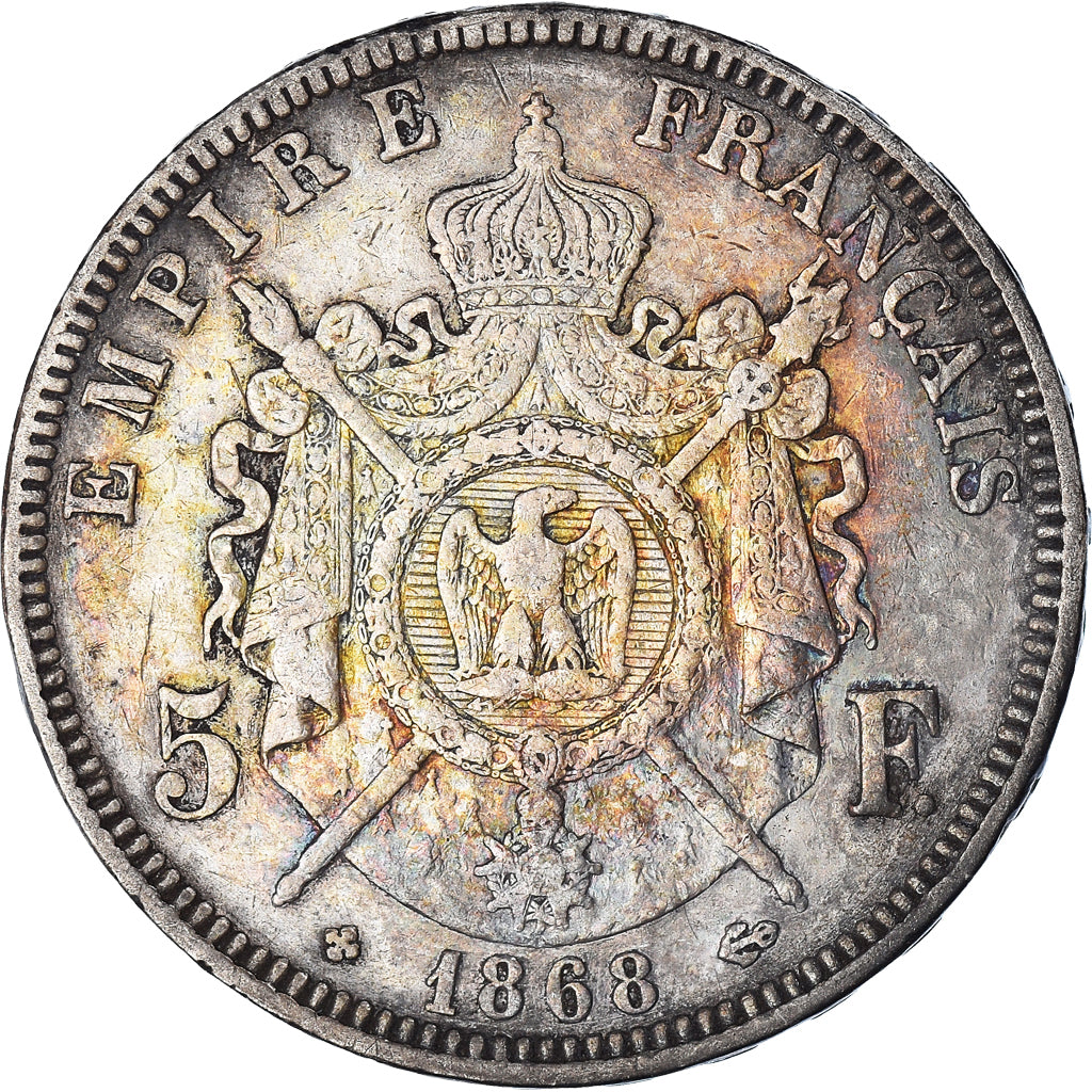 Coin, France, Napoléon III, 5 Francs, 1868, Strasbourg, EF(40-45), Silver