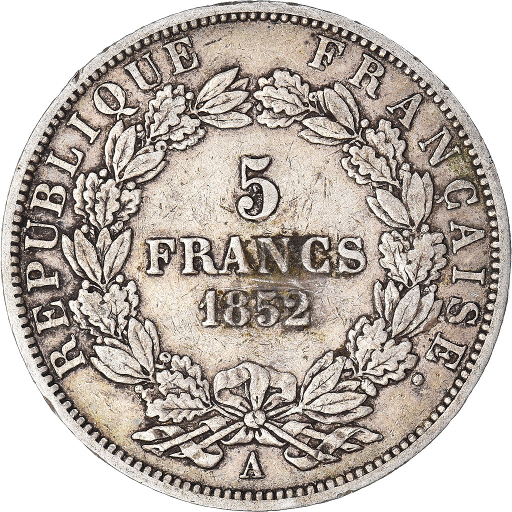 Coin, France, Napoléon III, 5 Francs, 1852, Paris, EF(40-45), Silver, KM:773.1