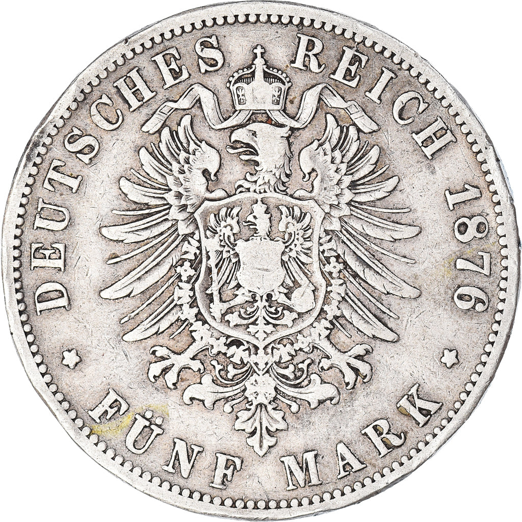 Coin, German States, PRUSSIA, Wilhelm I, 5 Mark, 1876, Hannover, VF(20-25)