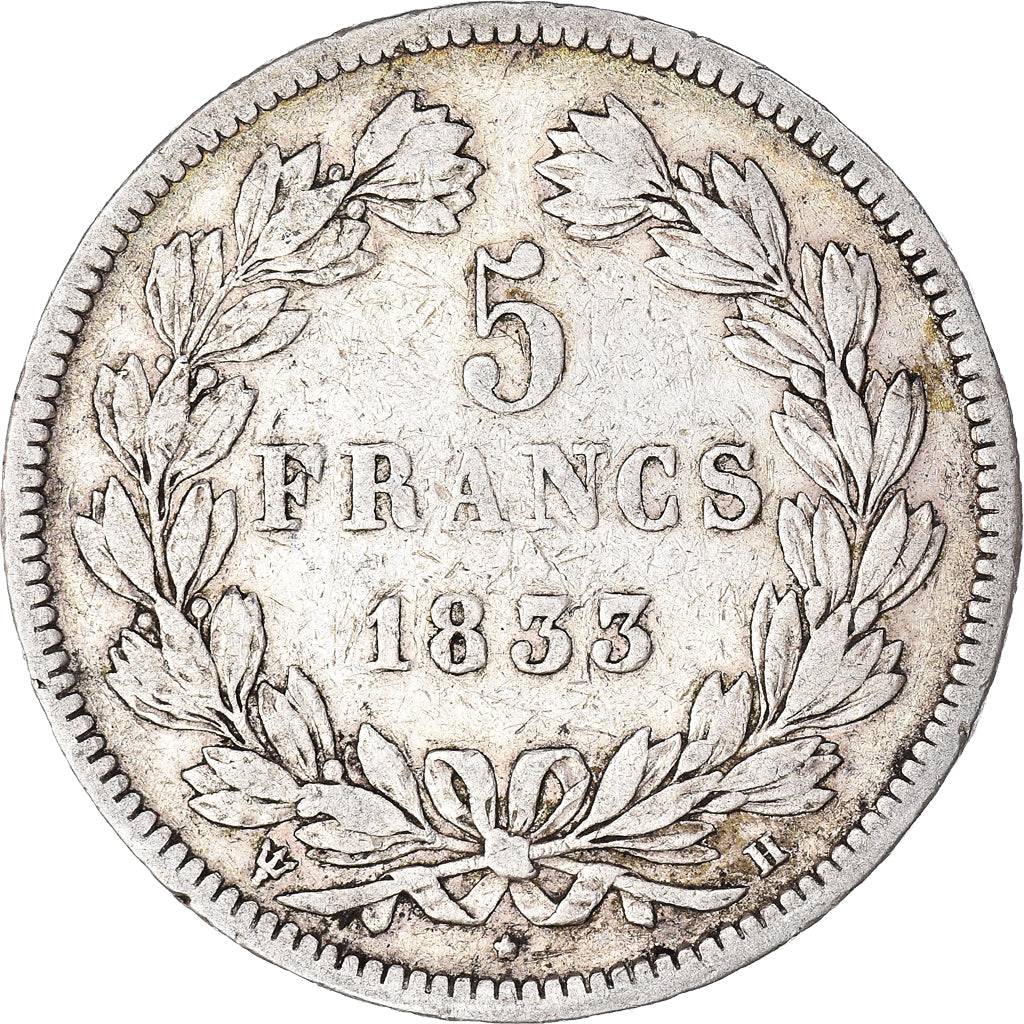 Coin, France, Louis-Philippe, 5 Francs, 1833, La Rochelle, VF(30-35), Silver