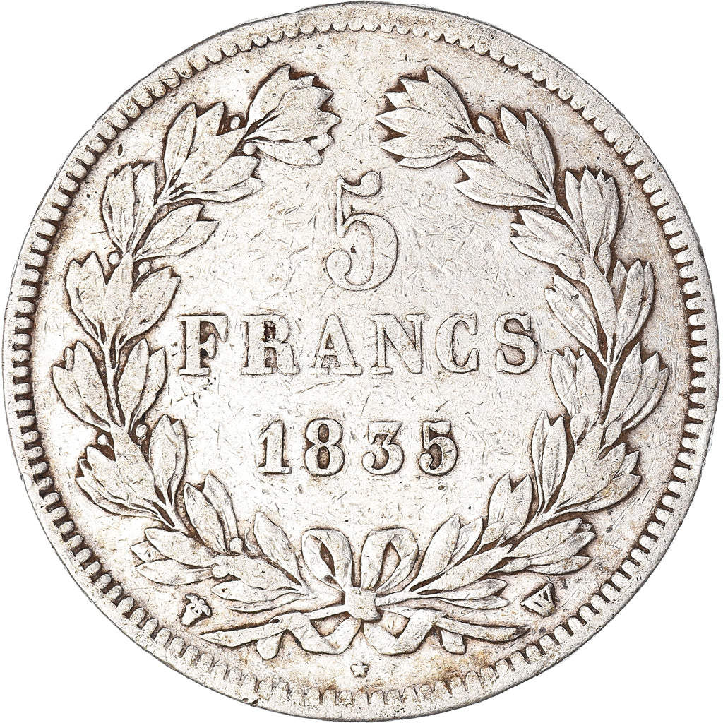 Coin, France, Louis-Philippe, 5 Francs, 1835, Lille, VF(20-25), Silver