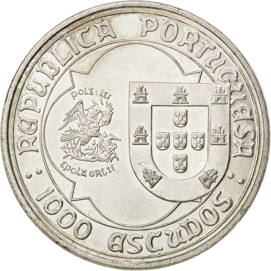 PORTUGAL, 1000 Escudos, 1995, Lisbon, KM #685, AU(55-58), Silver, 40, 28.09