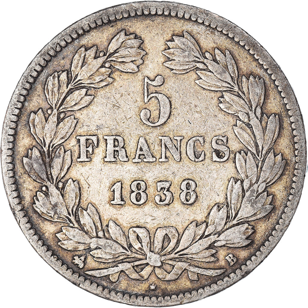 Coin, France, Louis-Philippe, 5 Francs, 1838, Rouen, VF(20-25), Silver, KM:749.2