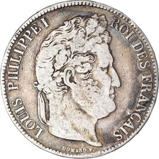 Coin, France, Louis-Philippe, 5 Francs, 1837, Rouen, VF(20-25), Silver, KM:749.2