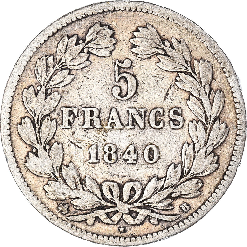 Coin, France, Louis-Philippe, 5 Francs, 1840, Rouen, VF(20-25), Silver, KM:749.2