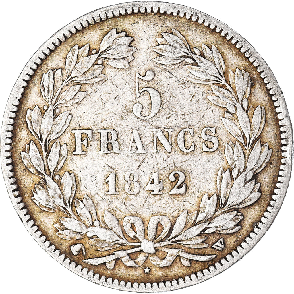 Coin, France, Louis-Philippe, 5 Francs, 1842, Lille, VF(20-25), Silver