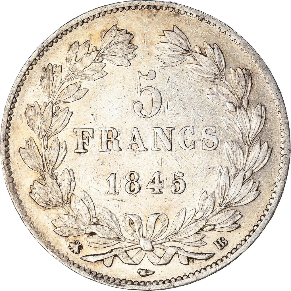 Coin, France, Louis-Philippe, 5 Francs, 1845, Strasbourg, AU(50-53), Silver