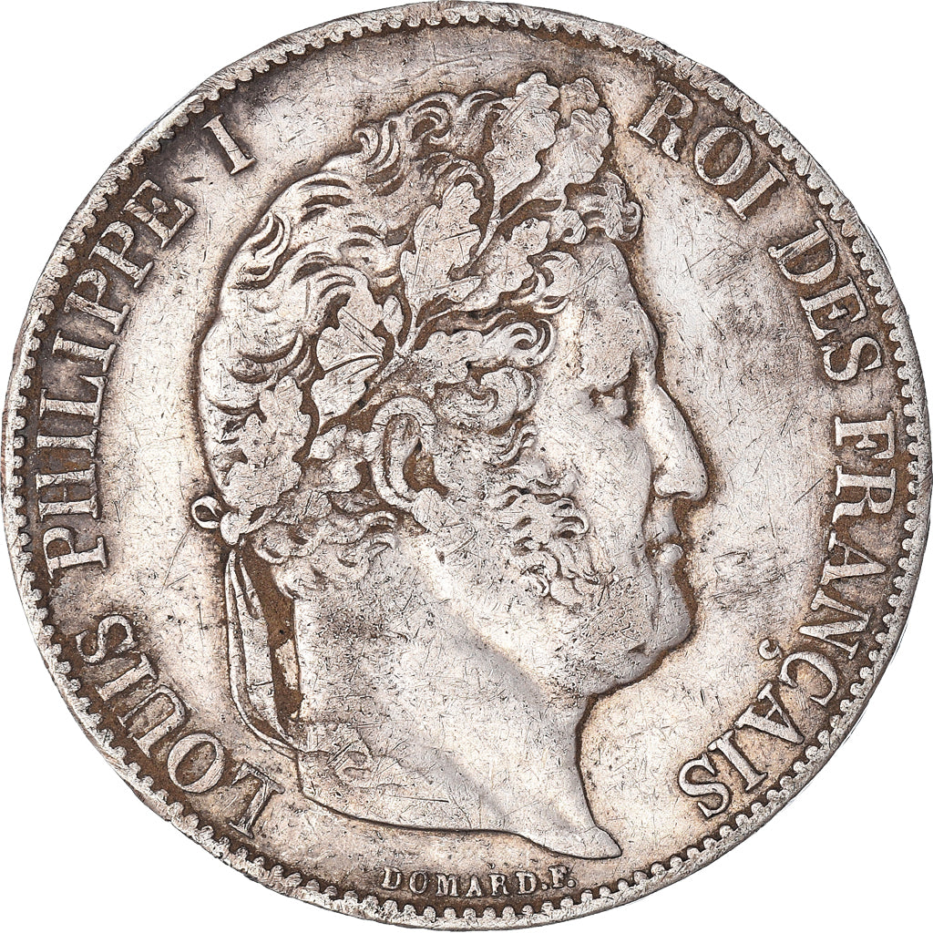 Moneda, Francia, Louis-Philippe, 5 Francs, 1847, Paris, BC+, Plata, KM:749.1
