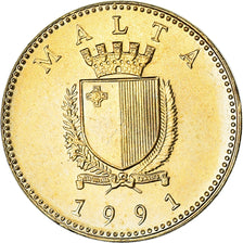 Coin, Malta, Cent, 1991, MS(63), Nickel-brass, KM:93