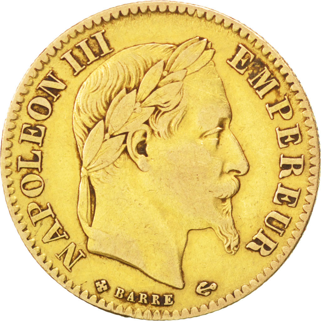 Second Empire, 10 Francs or Napoléon III tête laurée, 1866 grand BB, Strasbourg,