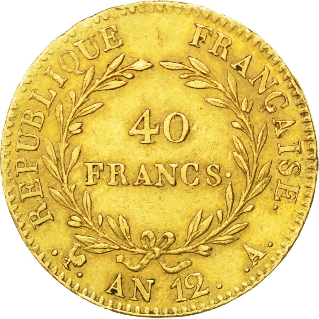FRANCE, Napoléon I, 40 Francs, 1804, Paris, KM #652, EF(40-45), Gold, Gadoury #.