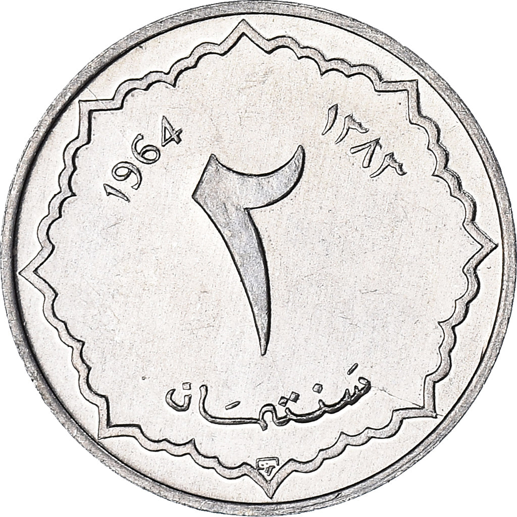 Coin, Algeria, 2 Centimes, 1964, MS(63), Aluminum, KM:95