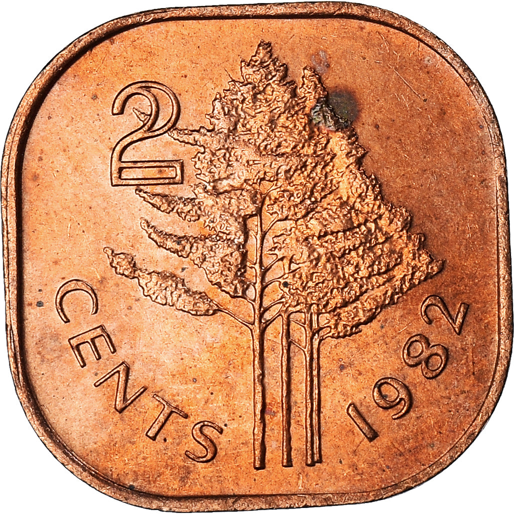 Monnaie, Eswatini, Sobhuza II, 2 Cents, 1982, British Royal Mint, SUP, Bronze