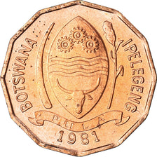 Moneta, Botswana, 2 Thebe, 1981, MS(63), Brązowy, KM:14