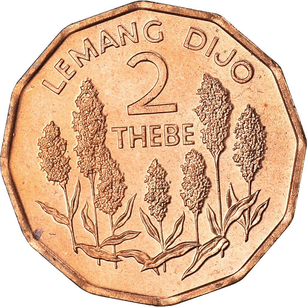 Moneta, Botswana, 2 Thebe, 1981, MS(63), Brązowy, KM:14