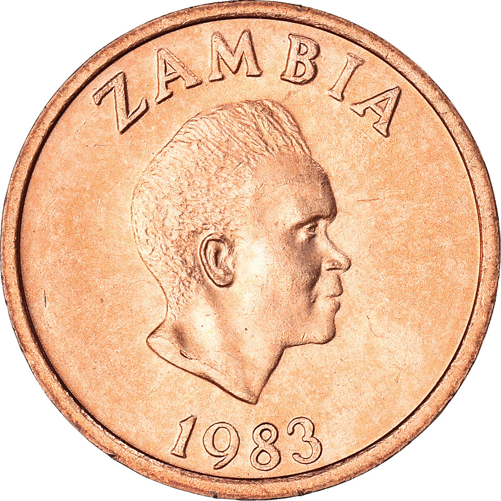 Coin, Zambia, 2 Ngwee, 1983, British Royal Mint, MS(63), Copper Clad Steel