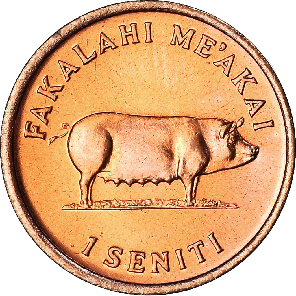 Coin, Tonga, King Taufa'ahau Tupou IV, Seniti, 1975, MS(63), Bronze, KM:42