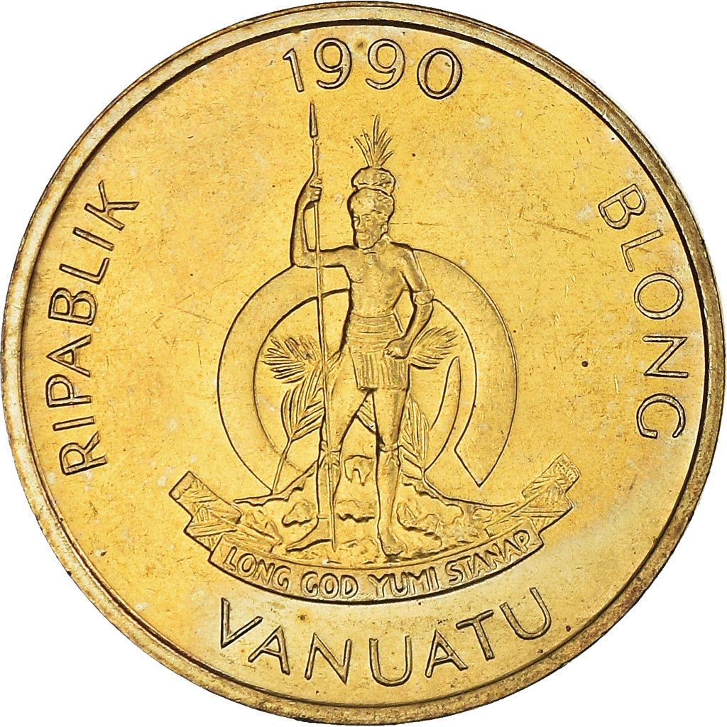 Coin, Vanuatu, Vatu, 1990, British Royal Mint, MS(63), Nickel-brass, KM:3