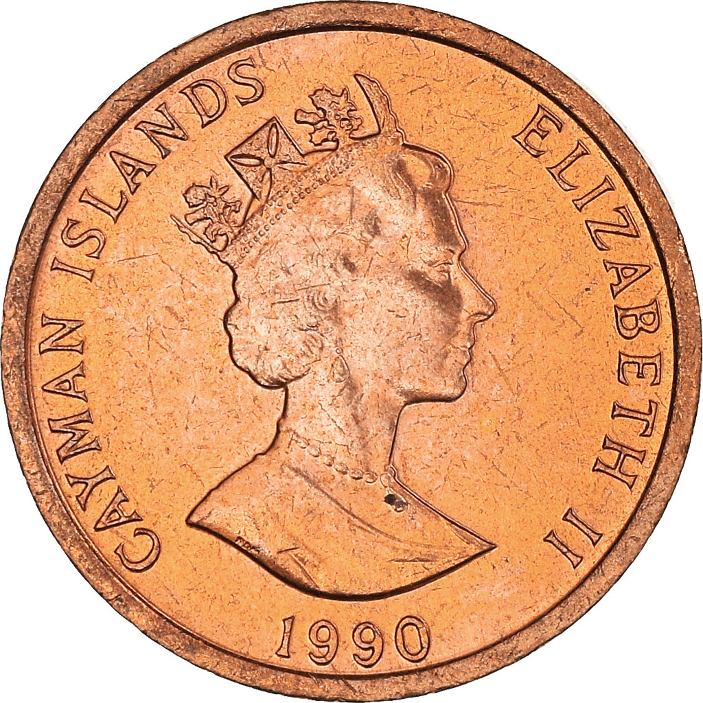 Coin, Cayman Islands, Elizabeth II, Cent, 1990, MS(63), Bronze, KM:87