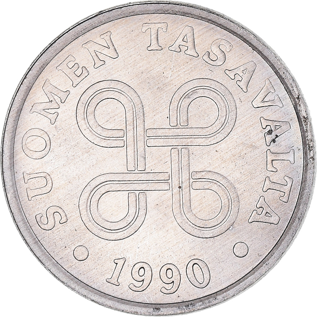 Coin, Finland, 5 Pennia, 1990, MS(63), Aluminum, KM:45a