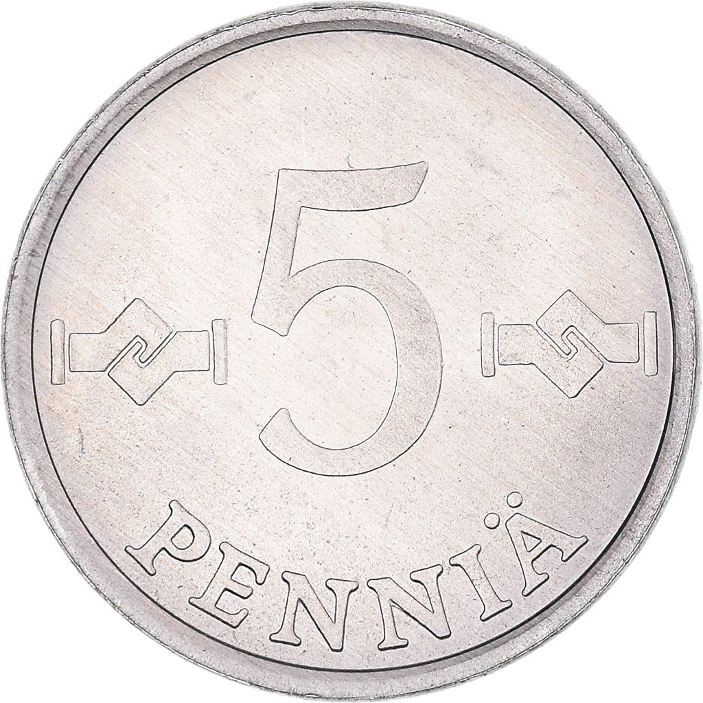 Coin, Finland, 5 Pennia, 1990, MS(63), Aluminum, KM:45a