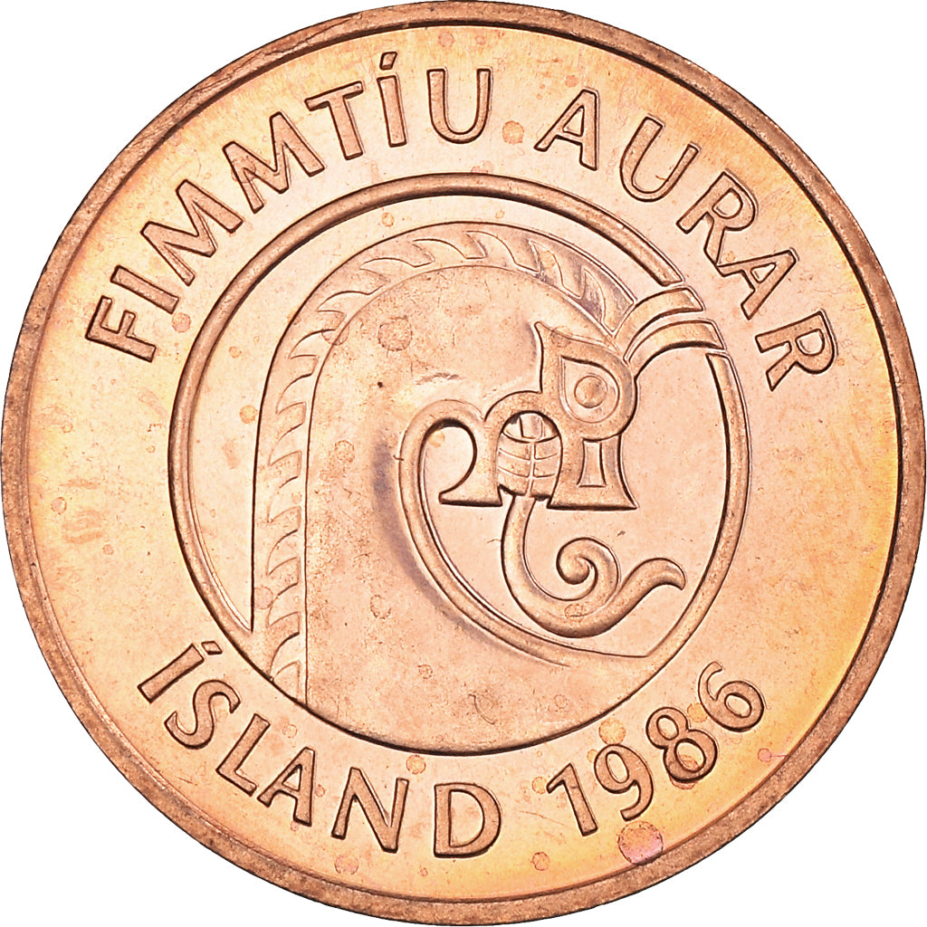 Coin, Iceland, 50 Aurar, 1986, MS(63), Bronze Coated Steel, KM:26a