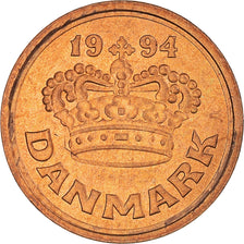 Coin, Denmark, Margrethe II, 25 Öre, 1994, MS(63), Bronze, KM:868.1