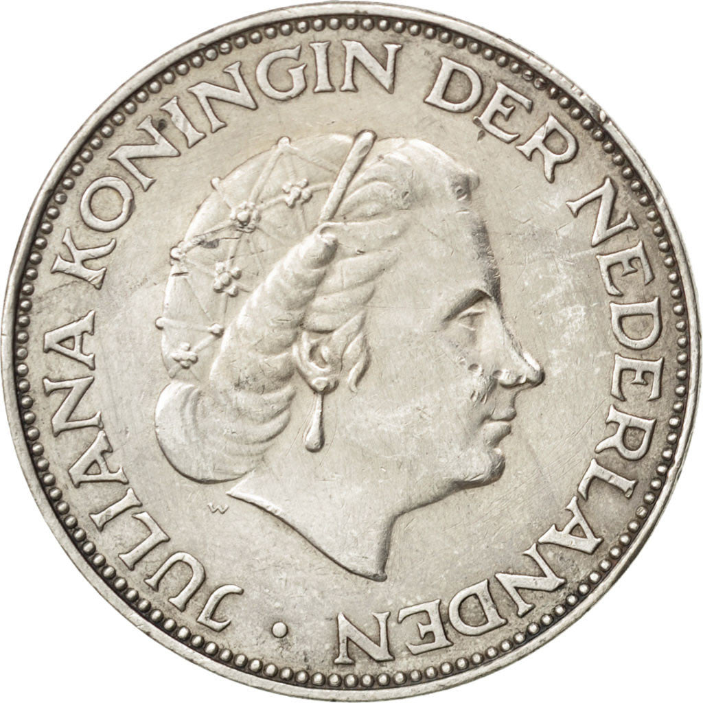 Coin, Netherlands, Juliana, 2-1/2 Gulden, 1960, AU(55-58), Silver, KM:185