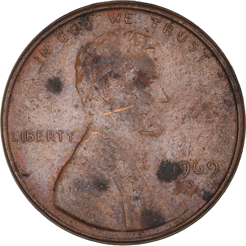Coin, United States, Lincoln Cent, Cent, 1969, U.S. Mint, Denver, VF(30-35)